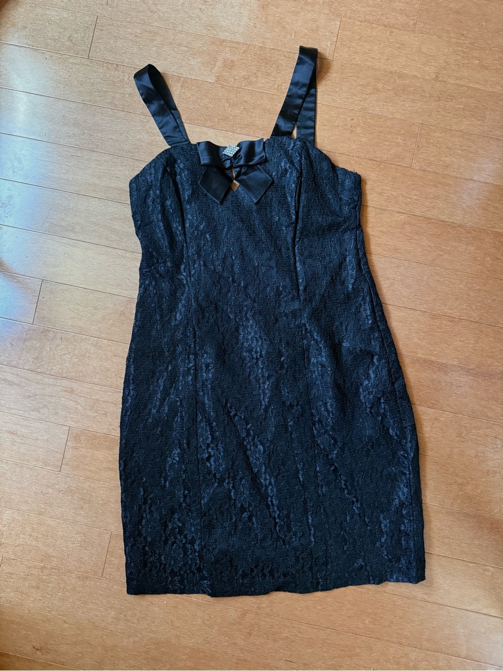 Vintage Y2K Black Mini Lace Bow-Accent Sleeveless Dress